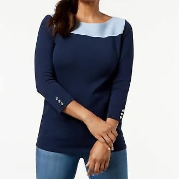 Karen Scott Colorblock Sweater XL - Picture 1 of 6